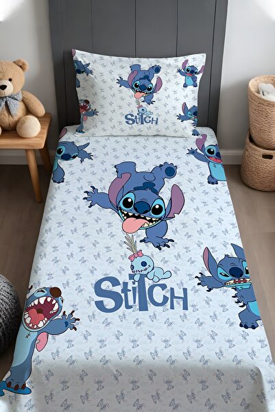 EVPANYA Blue Mischievous Patterned Bedspread and Pillowcase