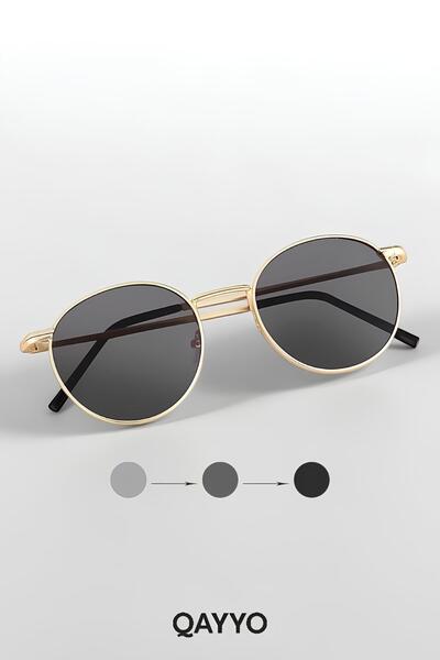 QAYYO Accessories Gody Gold Black Metal Oval Uv400 Unisex Sunglasses