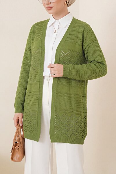Modamorfo Openwork Seasonal Knitwear Cardigan -F.Green