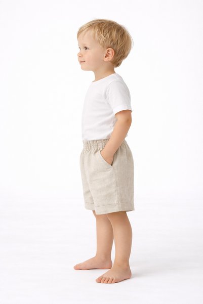 AKİF GİYİM Boys' & Children's 100% Cotton Bohemian Linen Double-Pocket Shorts