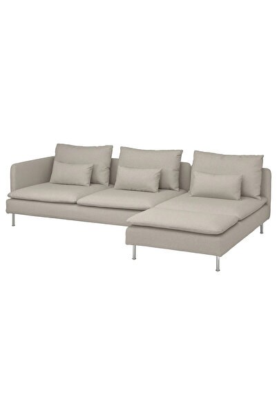 IKEA Bej Ferah Kanepe - uzanma koltuklu 4'lü kanepe