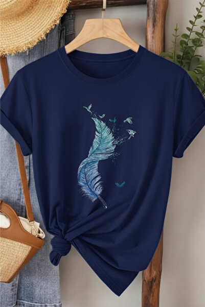 l'eivor Feather Design Printed Women's T-Shirt