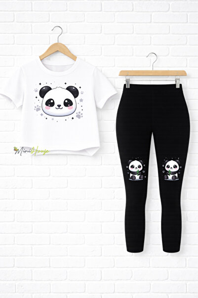 MiniHouse PANDA ŠTAMPANI GORNJI I DONJI DEO SETA T-SHIRT I LEGGINGS