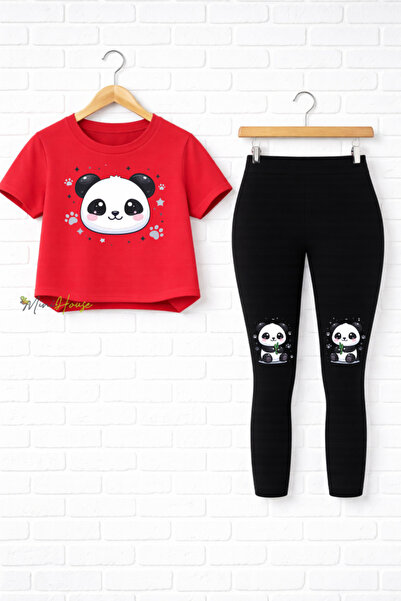MiniHouse Panda Printed Top and Bottom Set T-Shirt Tights