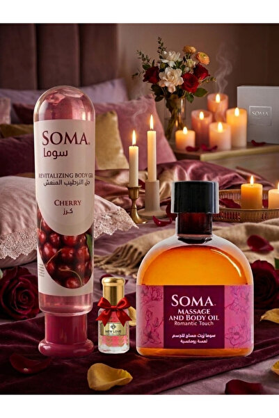 Soma جل الترطيب المنعش بنكهة الكرز 120مل مل مع زيت مساج لمسة رومانسية 170 مل
