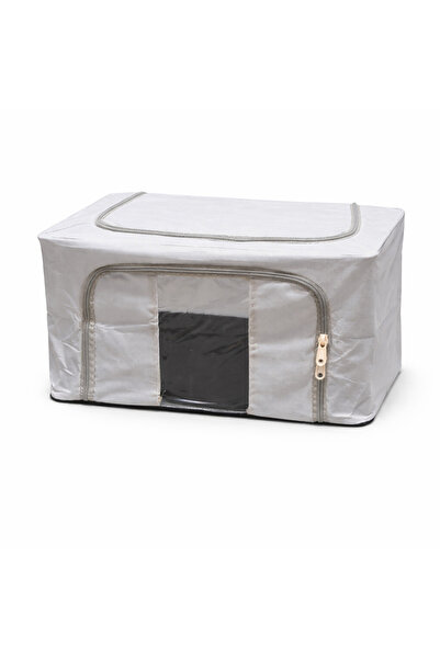 Biki 40X30X20 cm Fabric Storage Organizer with Transparent Window Gray Color