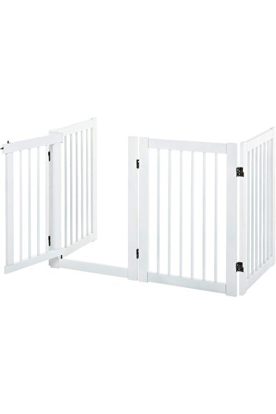 PawHut Poartă de siguranță pliabilă din lemn pentru animale de companie, de i...