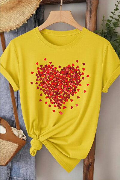 l'eivor Γυναικείο βαμβακερό μπλουζάκι με εμπριμέ Minimal Heart Design