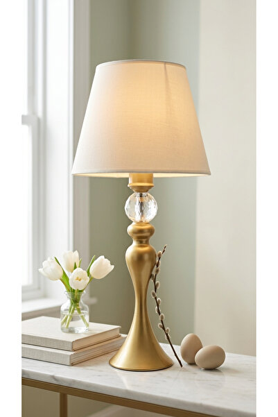 Decodelight Eskitme Şahmeran Metal Yüksek Ayaklı Kristal Taşlı Açık Krem ve E...