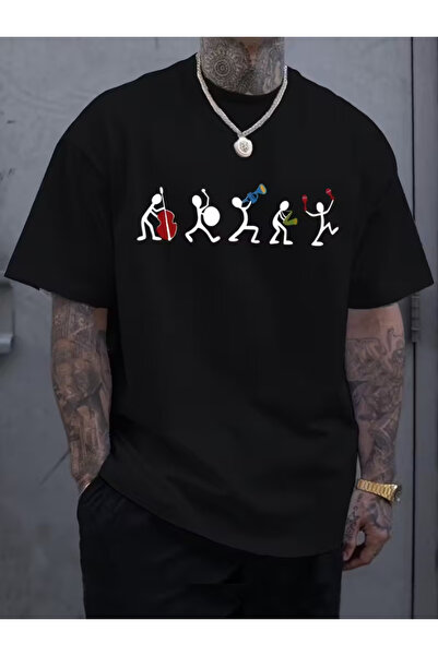 LİNA06 Men'S T-Shirt in Plus Sizes, Featuring Music Player Print, Comfortable...