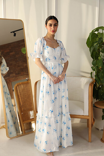 2TRENDY Off-Shoulder Dress with Floral Print