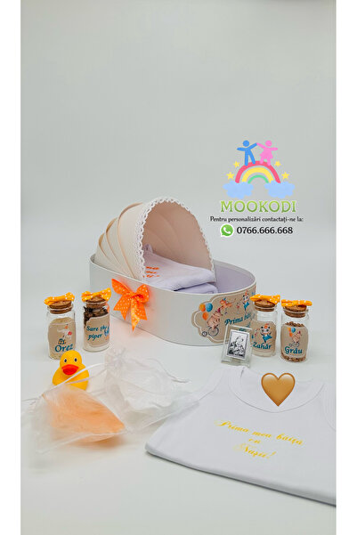 MOOKODI Personalized "First Baby Shower with Godparents" Set - "Circus 1" Orange