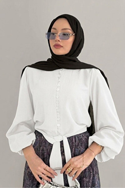 Safgiyim44 بلوزة بأكمام بالونية وحافة مربوطة