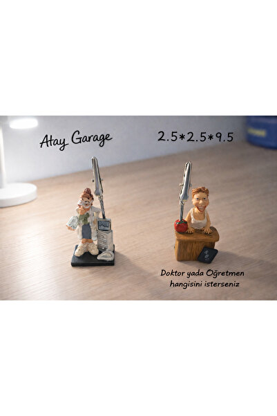Atay Garage Meslek Temalı Not Tutucu Klips – Doktor & Öğretmen Figürlü Masa A...