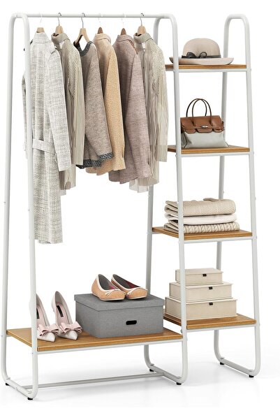COSTWAY Clothes Rack with Shelves, Heavy Duty Garment Rack with Hanging Rod, ...