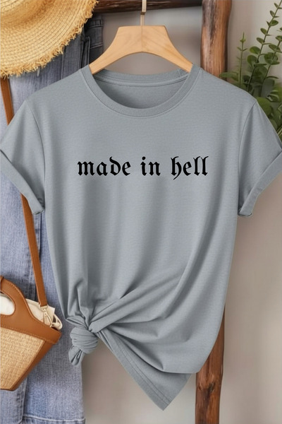 l'eivor Made in Hell Printed Women's Black Cotton T-Shirt