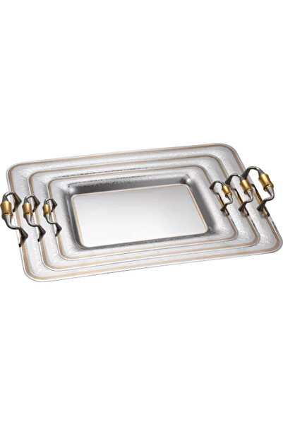 SAFA طقم صواني تقديم المشروبات من الفولاذ المقاوم للصدأ. 3 قطع. / 119944