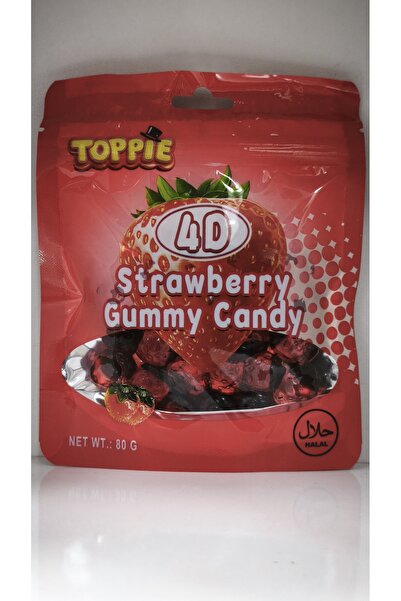 Topp Toppie 4D Strawberry Flavored Soft Candy 80 g - Realistic Fruit-Shaped G...