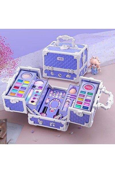 Beauenty مجموعة مكياج للأطفال، طقم مكياج حقيقي قابل للغسل للفتيات مع حقيبة مح...