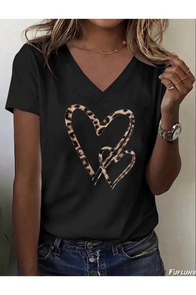 FUFLUNS ΓΥΝΑΙΚΕΙΟ ΜΠΛΟΥΖΑΚΙ OVERSIZE ΜΕ ΣΧΕΔΙΟ ΛΕΟΠΑΡ ΚΑΙ ΤΥΠΩΜΕΝΕΣ ΚΑΡΔΙΕΣ, ...