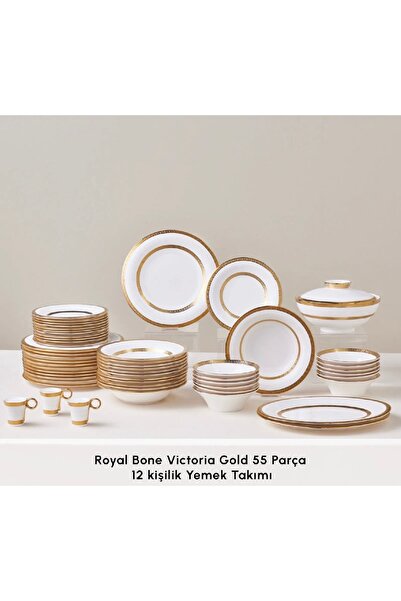 shop Karaca Royal Bone Victoria 55 Parça 12 Kişilik Yemek Takımı Gold