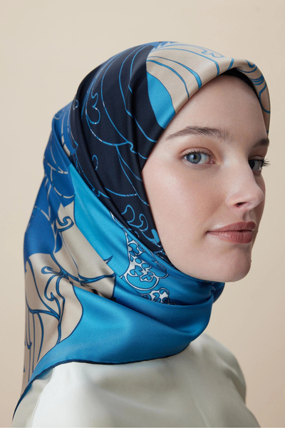 Maisa Pure Tivil Silk Scarf 90*90 cm - Blue