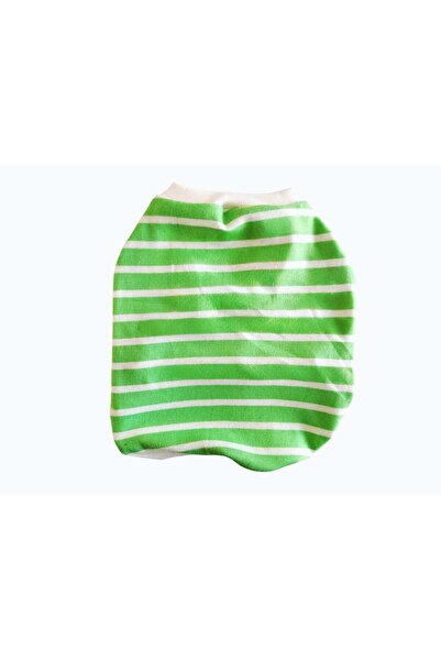 atelyu Cat Dog Outfit Green Striped Summer Tshirt