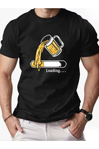 LİNA06 Men'S Summer Casual Short-Sleeve T-Shirt with Beer Graphic