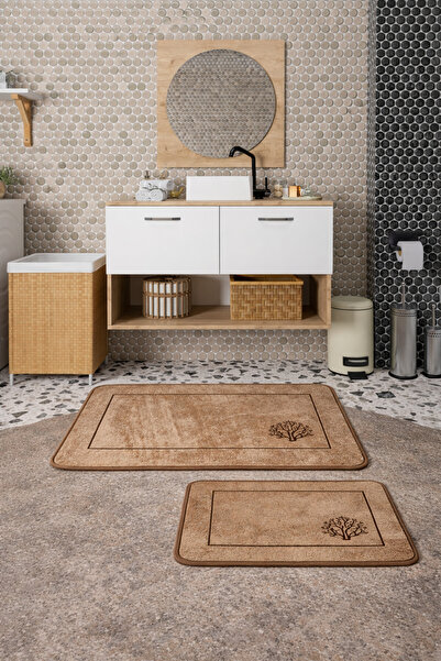 HubRom Комплект от 2 неплъзгащи се килимчета за баня КОРАЛ, 100×60 см – 60×40...
