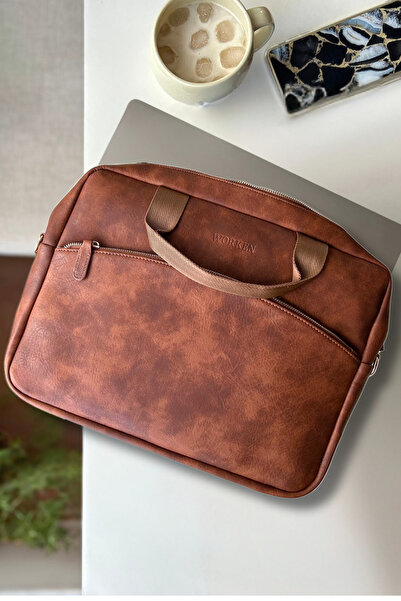 worken Laptop Bag Coffee 13"-14" Inch Impact Resistant, MacBook Bag, Vegan Le...