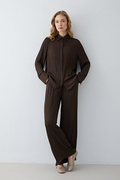 Melike Tatar Modal Satin Shirt Set 32-2738