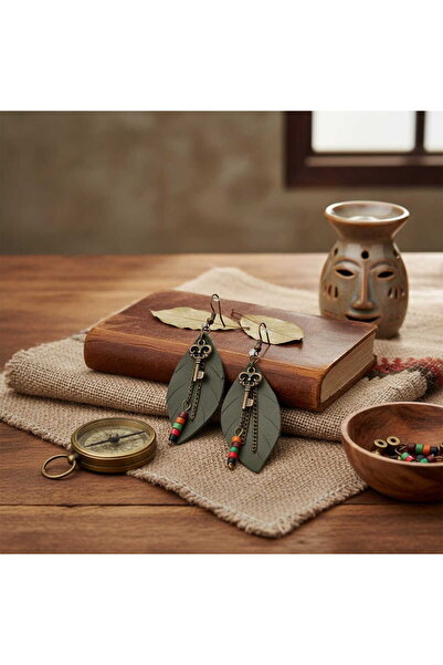 HOBİSY GIFT SHOP أقراط متدلية من الجلد الطبيعي على الطراز البوهيمي - لا تفقد ...