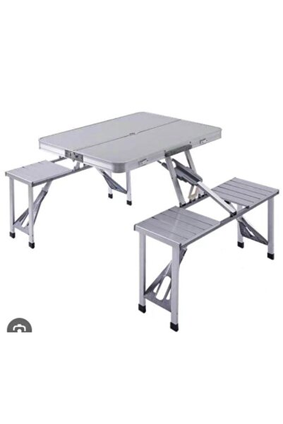 SimpluAcasa Folding Table Set with 2 Integrated Benches – Aluminum, Portable,...