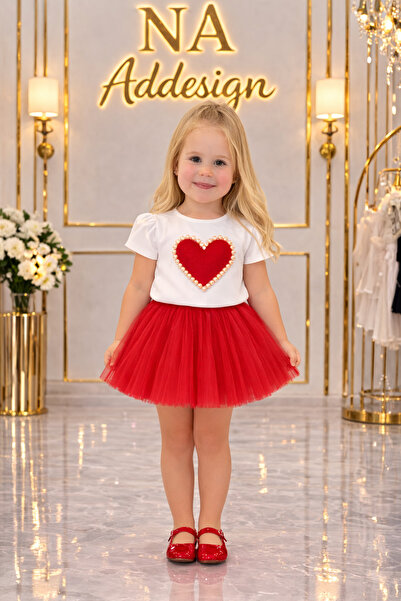 NA ADDESIGN Κοριτσίστικο Σετ Καρδιά-Τούτου – Συνδυασμός Μπλούζας με Λεπτομέρε...