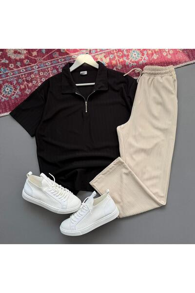 KONSEPT35 Men's Sahra Fabric Combination with Bottom and Top Zipper Fastening