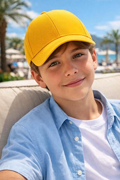 FELLMENS Κίτρινο βαμβακερό ρυθμιζόμενο καπέλο για αγόρια