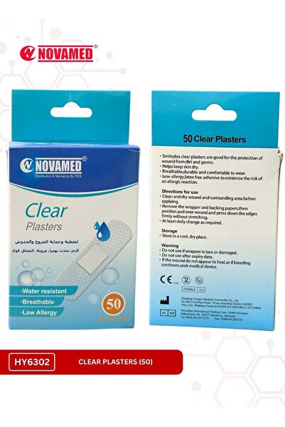 NOVAMED Clear Plaster Water Resistant Breathable Low Allergy one Sizes 50 Pieces