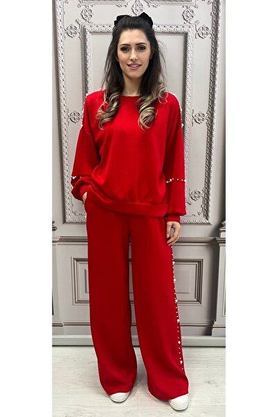OnlyForYou Women's tracksuit made of 50% elastic viscose, with pearls applied...