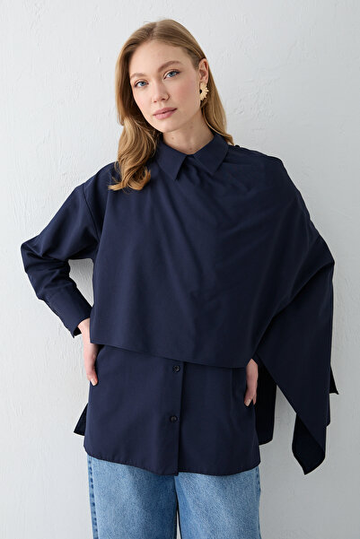 Melike Tatar Shawl Detailed Popnlin Shirt 32-2757