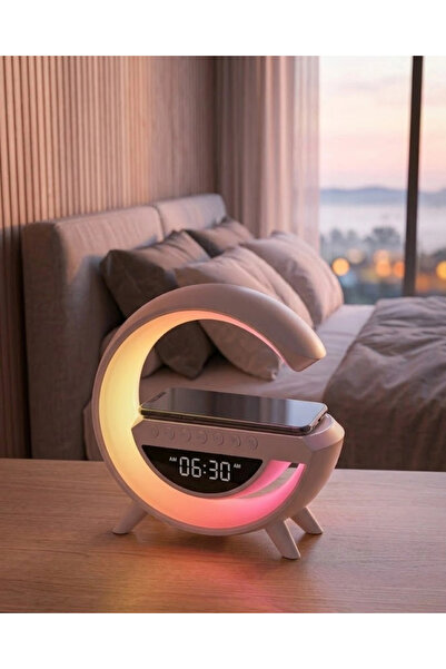Nemere Rgb Gece Lambalı Kablosuz Şarj Cihazlı Bluetooth Hoparlör Dijital Saat...