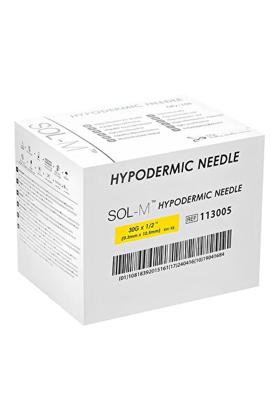 SOL-M Hypodermic Needle 30g*1/2 - 100 Pcs