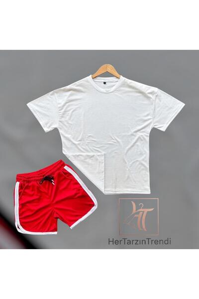HerTarzınTrendi Unisex Oversize T-Shirt & Retro Shorts Combination Set |   Re...
