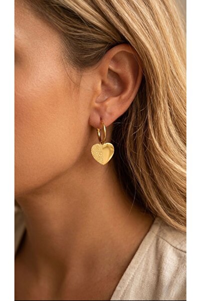 İNN JEWELLERY 316L Steel Earrings, Anti-Tarnish, Anti-Allergic, Heart-Shaped ...