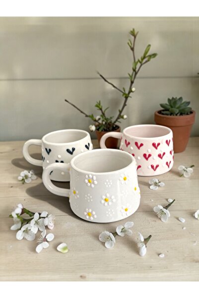 Artistic Quality Decorative Black and Red Heart and Daisy Embroidered, Emboss...