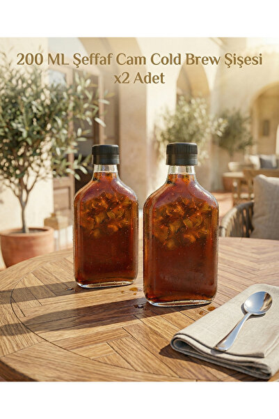 GUCSO 2'li 200 ml Cam Cold Brew Şişe, Siyah Kapaklı Soğuk Kahve Şişesi, Sızdı...