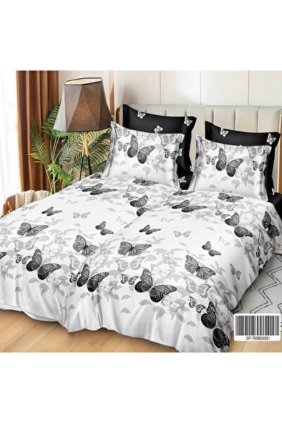 Patul Satin Cotton Linen with 2 Sides, Double Bed, Sulphur, 7 Pieces