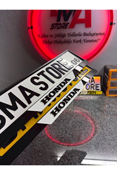 BMASTORE06 BMASTORE SİYAH HONDA YAZILI ZEBRA Model Pleksi Plakalık (1çift,2adet)