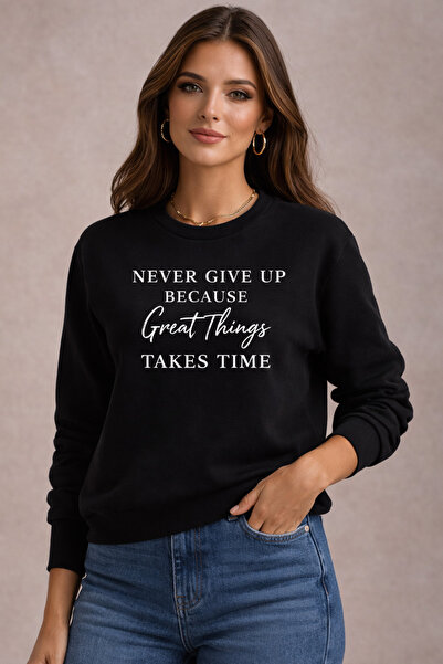 Trend Mixs Text Printed Basic Sweatshirt