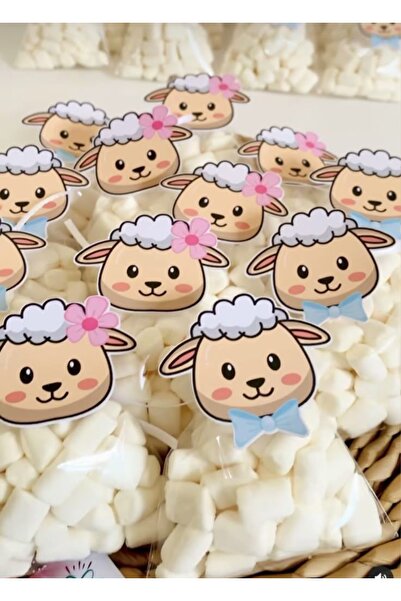 rprint 45 Adet Kurban Bayramı Hediyelik Kuzu Sticker Seti - 4 cm Kendinden Yapışkanlı Özel Kesim Etiket
