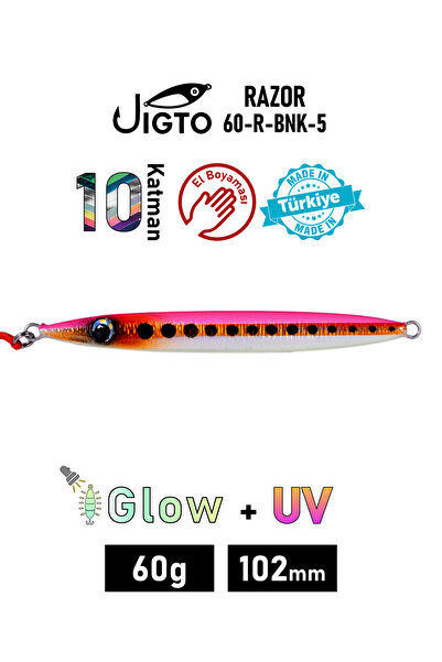 Jig, Zoka, Suni Yem, Glow UV Metal Jig, 60Gr 10cm Razor 60